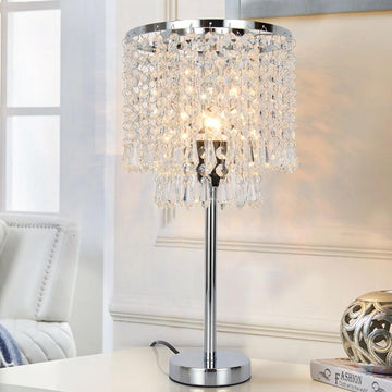 Crystal Table Desk Lamp, Modern Bedside Table Lamp, Nightstand Decorative Room Table Lamp, Sliver Lamp Shade Night Light Fixture for Living Room/Bedroom/Dining Room/Kitchen jorunhe.com